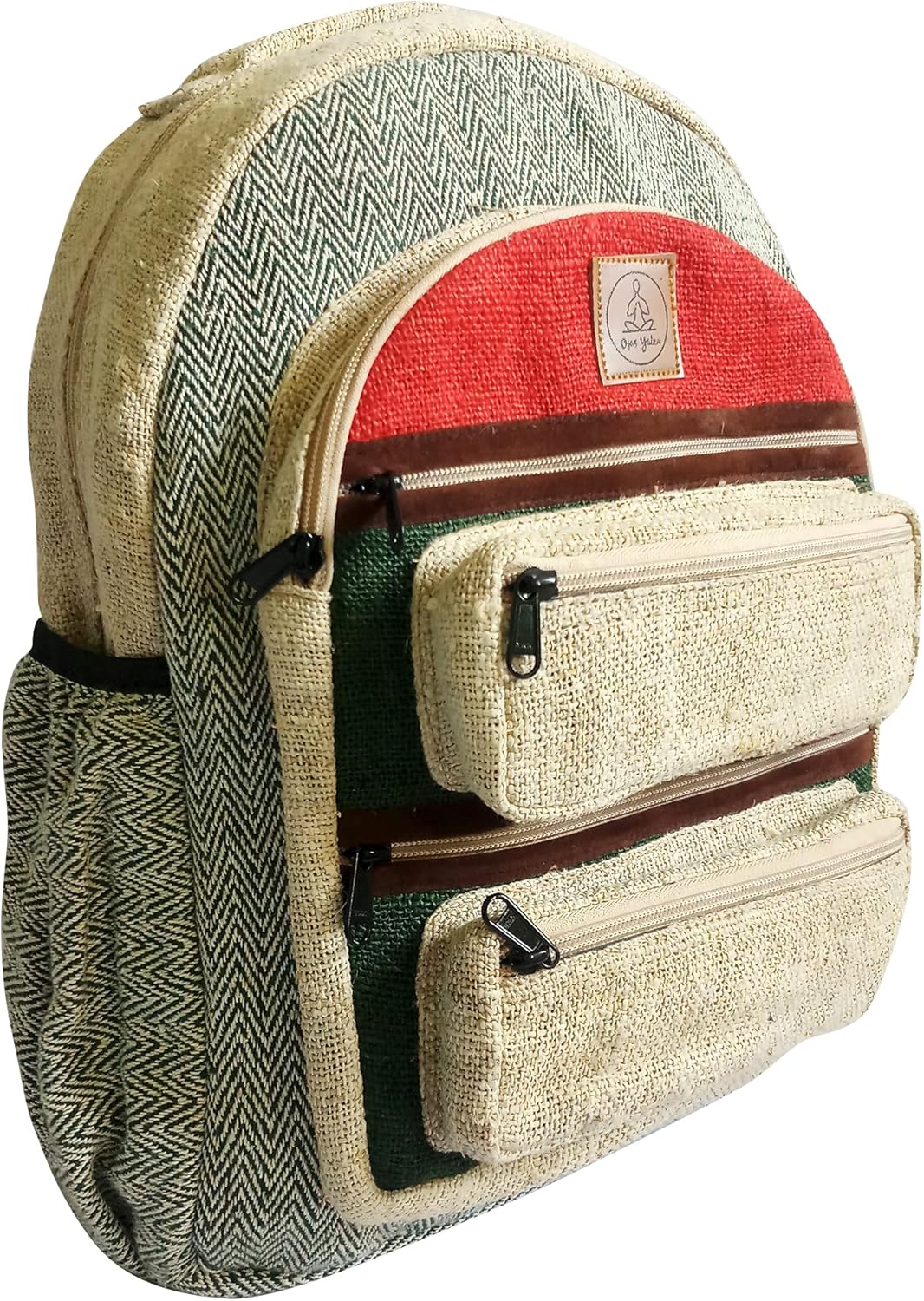 Ojas Yatra Large Hemp Backpack Green & Red Pure Natural
