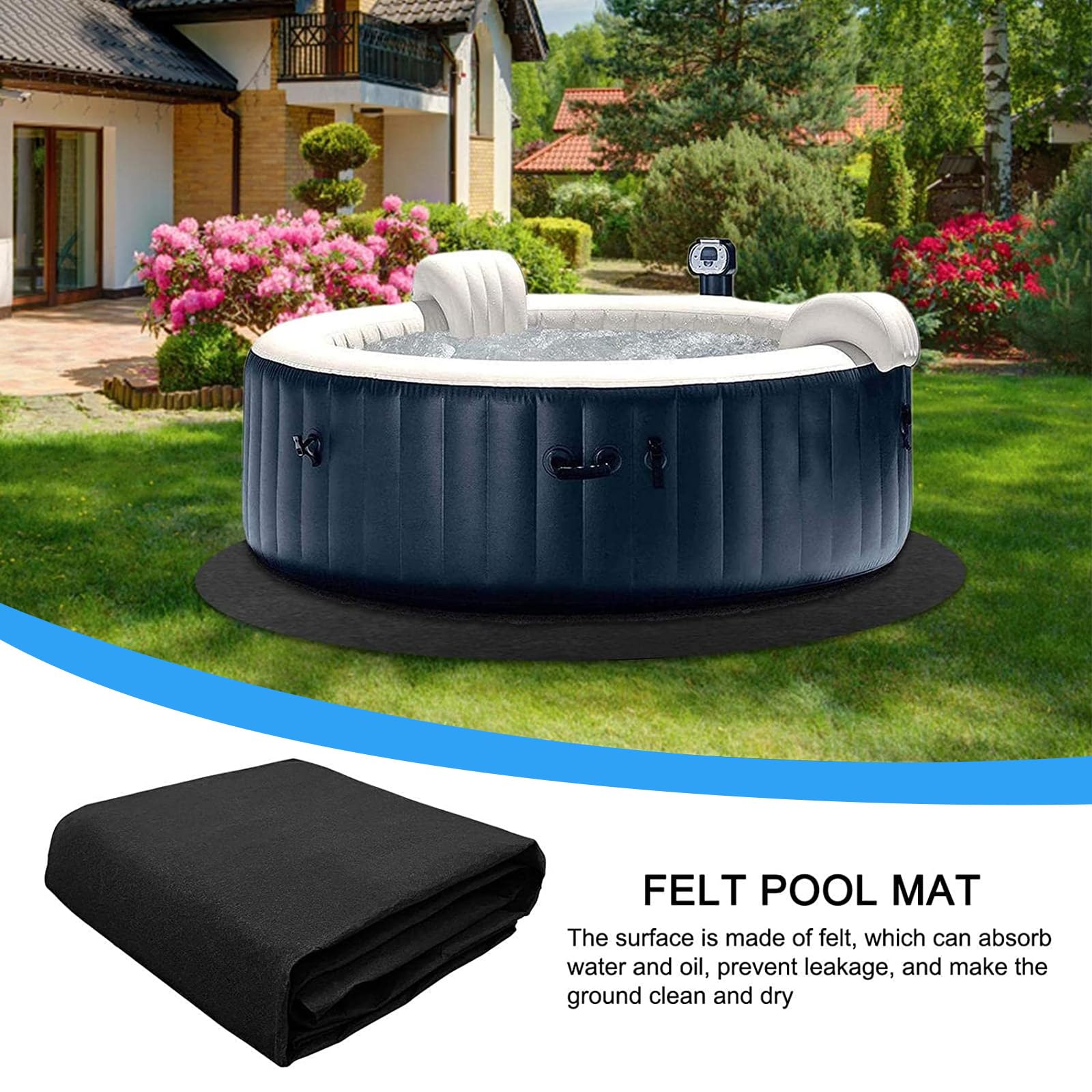 Tapis de Sol pour Piscine Ronde,Tapis de Bain à Remous 400 cm,Tapis de Sol Piscine Extérieur,Tapis de Protection Piscine,für Frame Pools,Pool Unterlage Outdoor,Hôtels,Villas