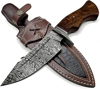 Fixed Blade Knife - Premium Damascus Hunting Knife, 14cm Blade, 12cm Handle- Ideal Gifts for Men. A great addition to Knife Set Collection of Hunters, Pocket Knife and tactical knife. - MZM Shopaco