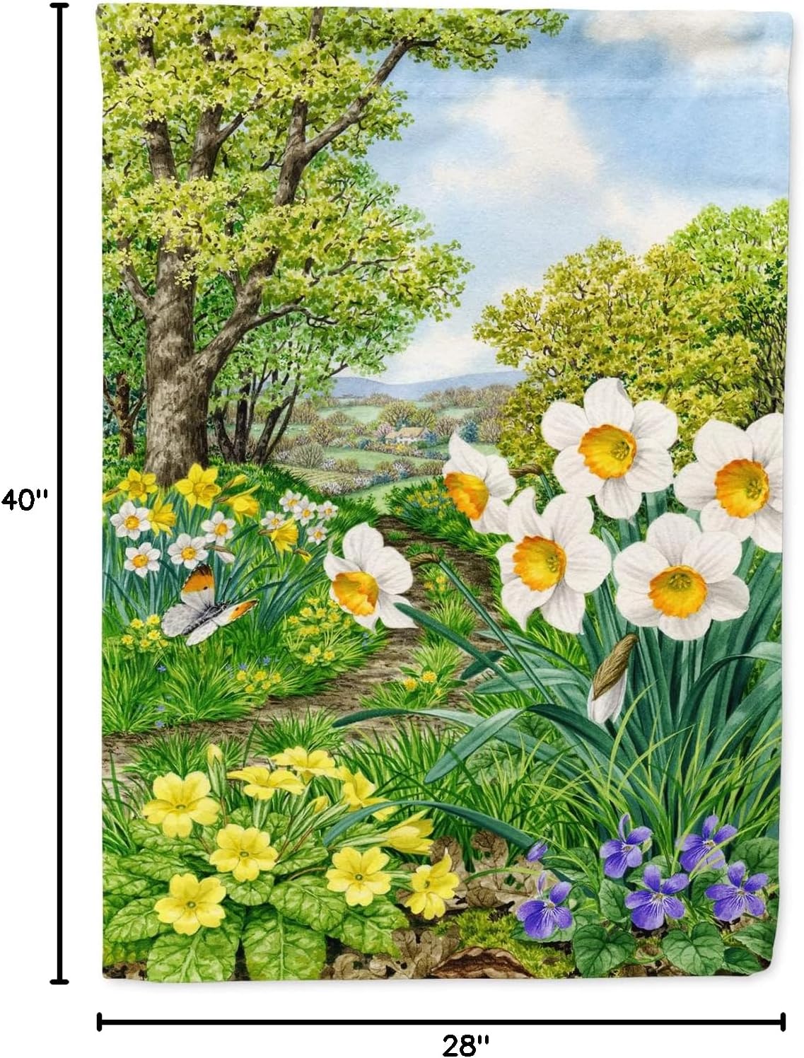 Caroline's Treasures ASAD778CHF Spring Flowers by Sarah Adams House Flag Large Porch Sleeve Pole Decorative Outside Yard Banner Artwork Wall Hanging, Polyester, House Size, Multicolor