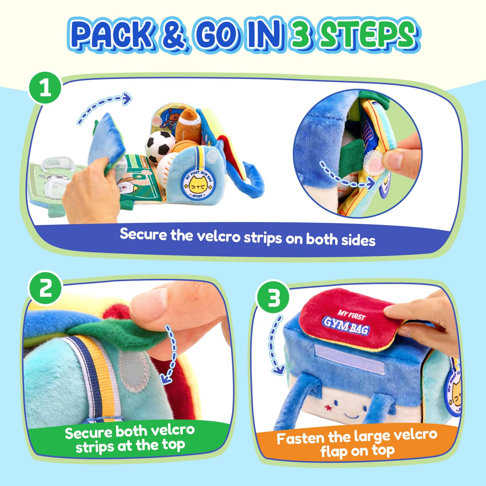 Joycat Baby Spielzeug 0-12 Monate, Mein Erstes Sporttaschen-Spielzeug, 4 Sensorik Bälle mit Multifunktionsspielfeld, Montessori Babyspielzeug 3 6 9 12 Monaten, Tummy Time Baby Geschenke Jungen Mädchen
