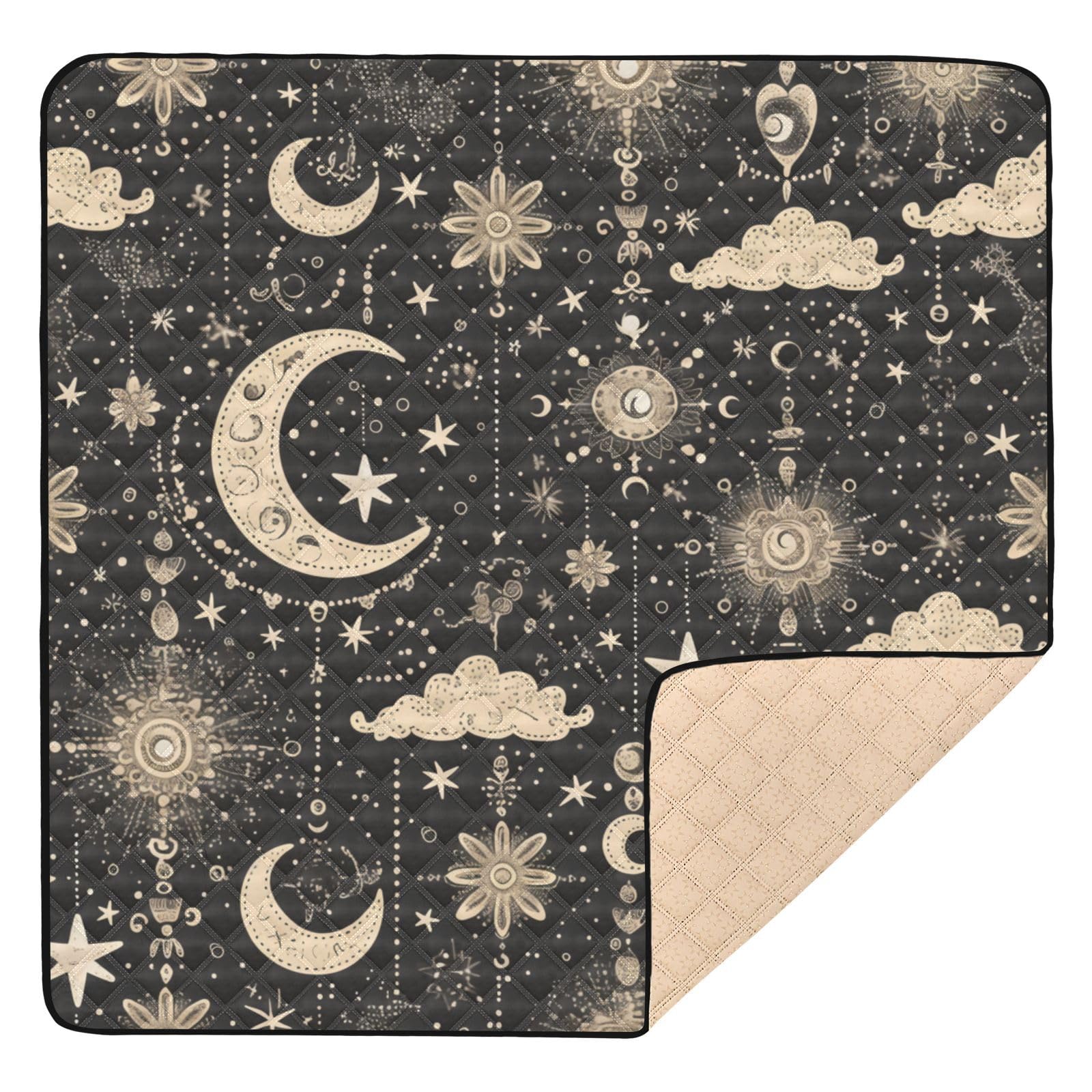 Kigai Moon Clouds Baby Play Mat for Floor and Playpen 50x50 inch Non-Slip Baby Activity Playmat Waterproof Foldable Crawling Mat for Infants Toddlers