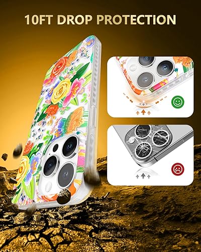 Miniatura 5 de SCORPIFY Funda para iPhone 14 Pro Max con diseño floral de rosas perforadas en el corazón rojo, bonita funda transparente para teléfono para mujeres