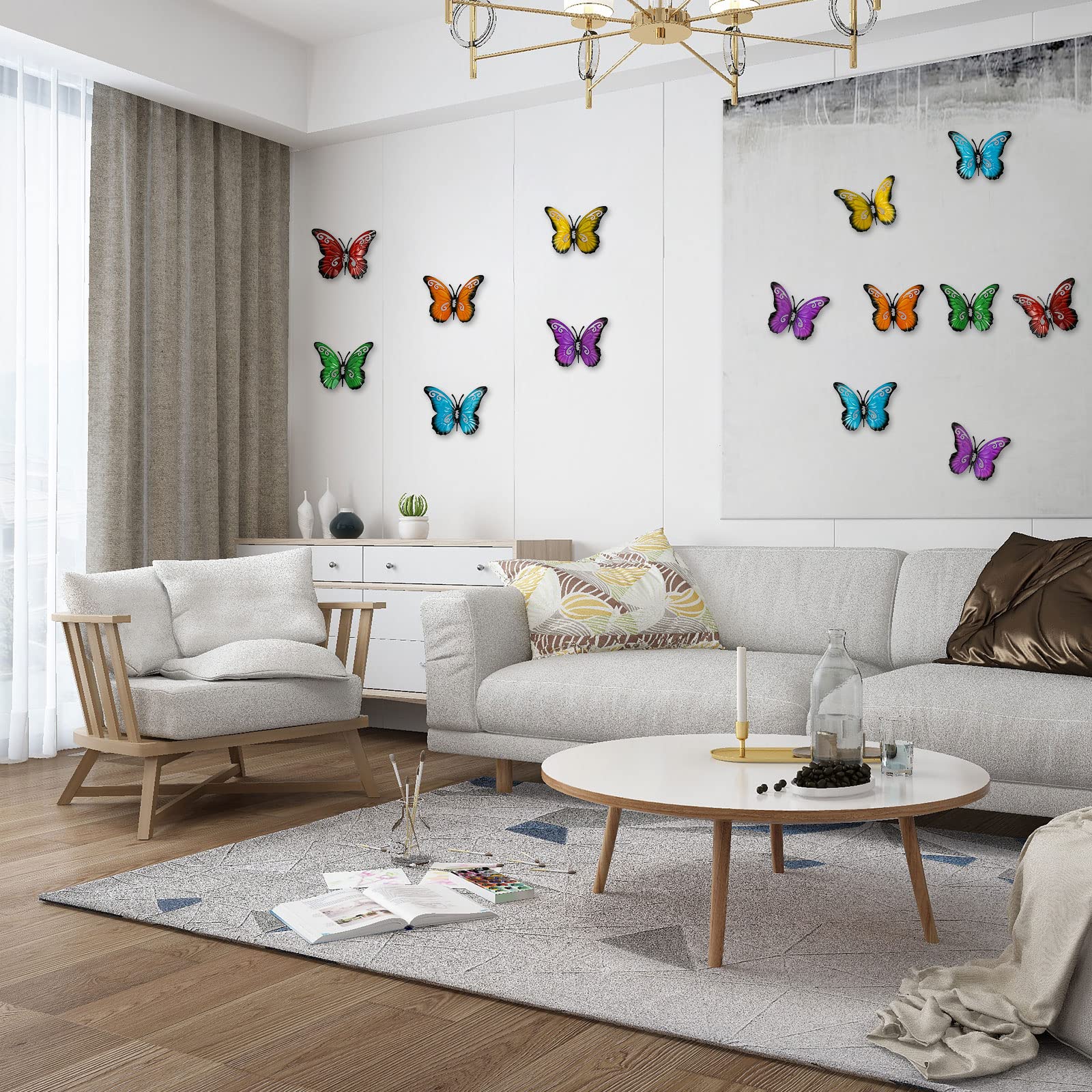 6 Farfalle Metalliche Da Giardino - Decorazioni Murali Colorate Per Esterni E Interni - Foto 2