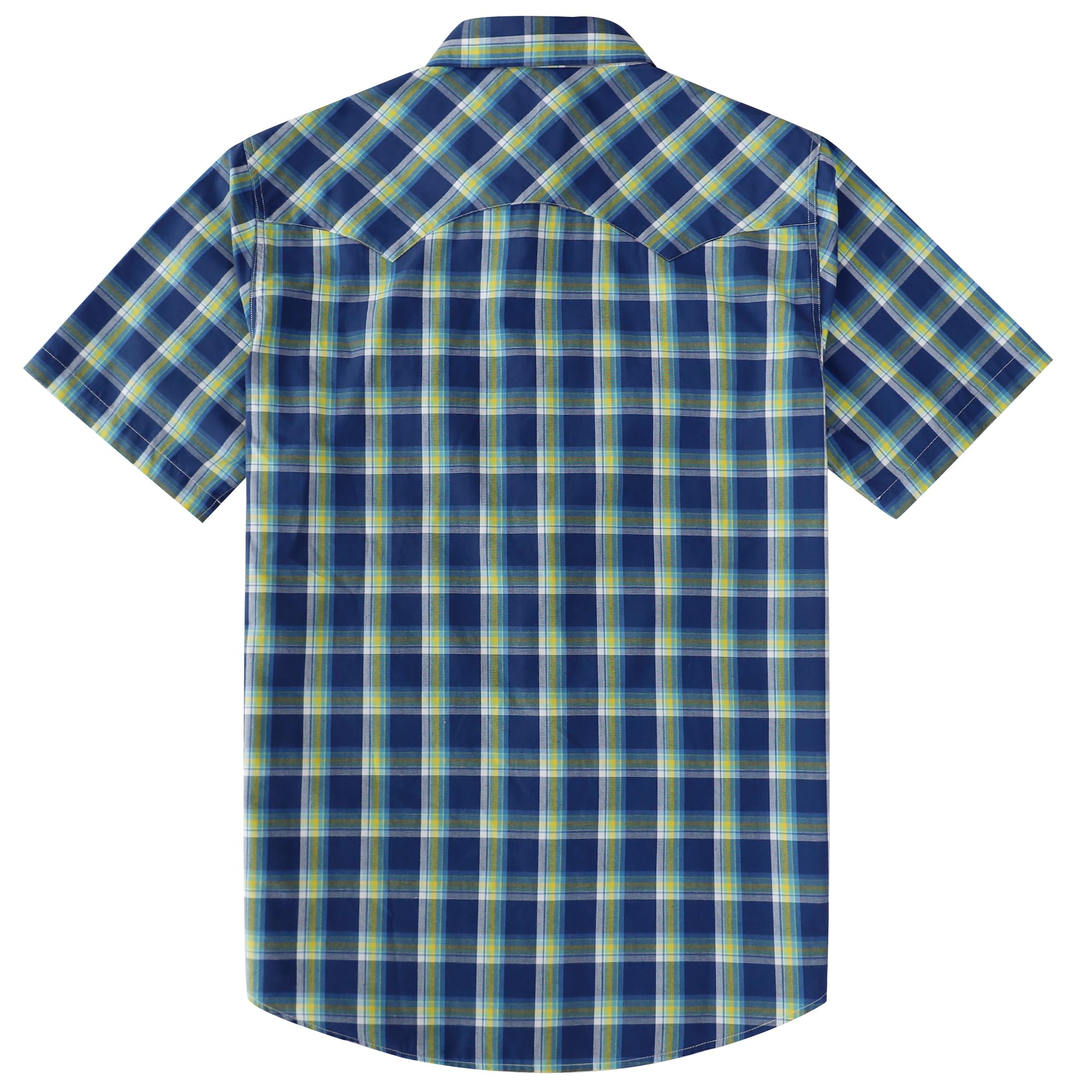 Dubinik® Pearl Snap Western koszule dla mężczyzn z krótkim rękawem kowbojskie koszule w kratę męska koszula na co dzień z 2 kieszeniami vintage