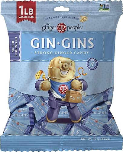 The Ginger People Gin Gins Super Strength - Caramelo duro de jengibre, 1lb Bolsa
