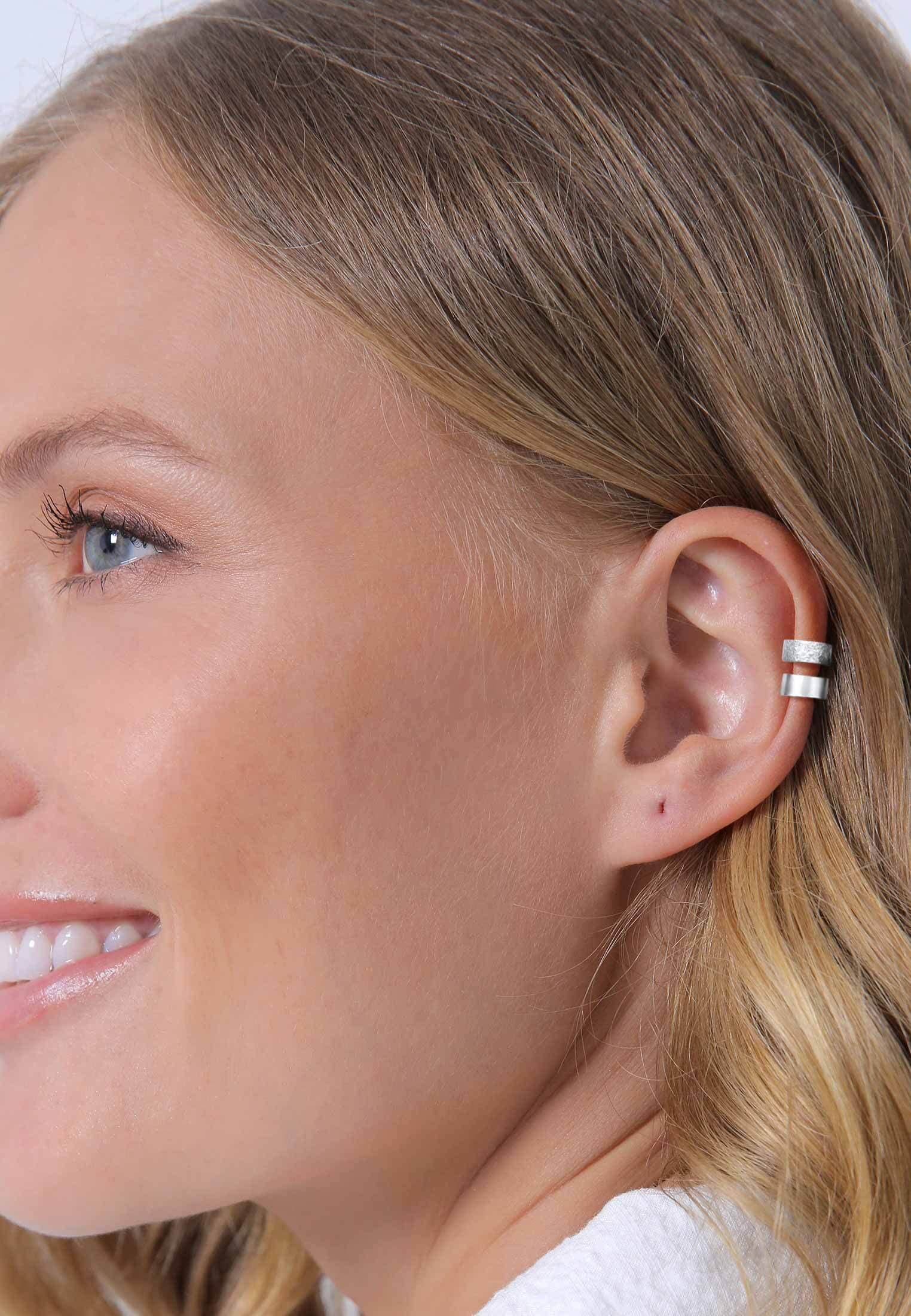 Elli Ohrringe Damen Earcuff Set Breit Basic Gehämmert 925 Silber