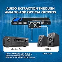 Vista 8 de OREI Divisor HDMI 1x4 2.0 con extractor de audio escalador 4 puertos con Full Ultra HDCP 2.4K a 60Hz y 3D compatible con control EDID - UHDS-104A