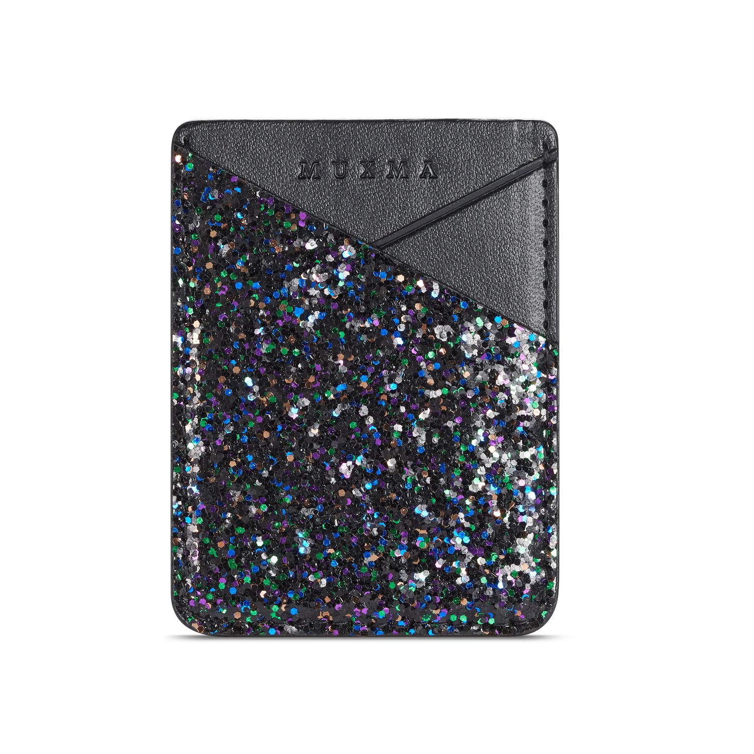 Arlgseln Glitter Phone Card Holder, Multi-Functional ID Credit Cards Slot Adhesive Purse Sleeve Stick on Wallet for iPhone 11 Pro/XS/SE,Galaxy Note 20 Ultra/S10/A70/A51 (Colorful+Navy Blue)