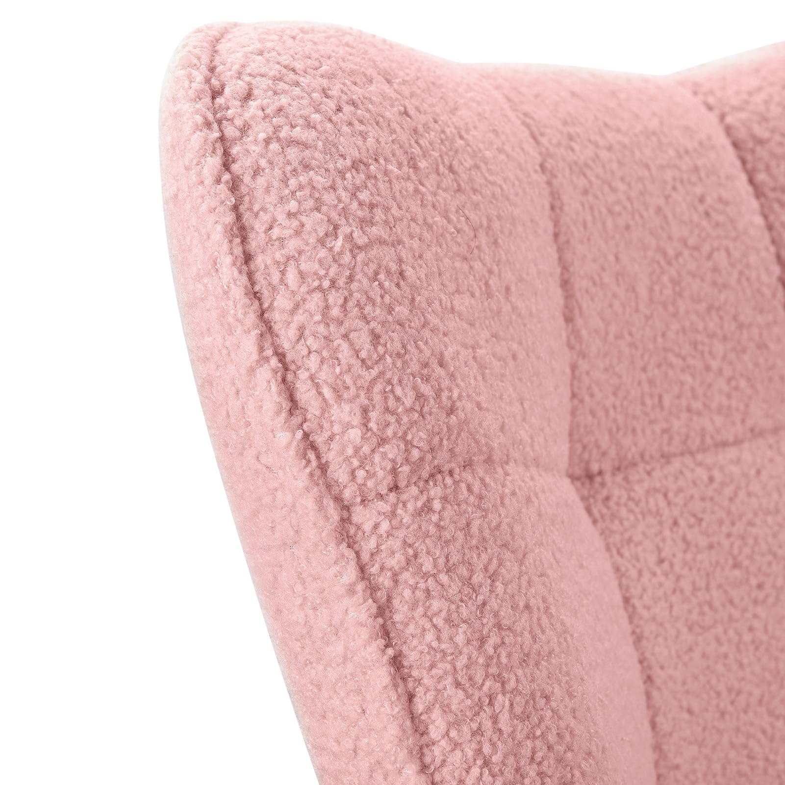 Sedia a dondolo Rosa, Rocking Chair, Sedia per l'allattamento, Sedia in velluto Teddy con gambe in legno massiccio, per soggiorno, camera da letto, balcone (rosa)