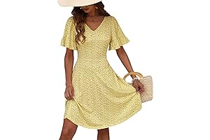 HUHOT Bohemian Floral Summer Sundress for Women 2024