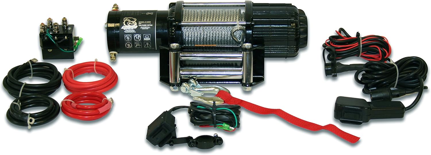 BULLDOG Winch 15004 Winch (4000lb UTV/Utility with 55 Ft Wire Rope, Two Switches, Mounting Channel, Roller Fairlead)