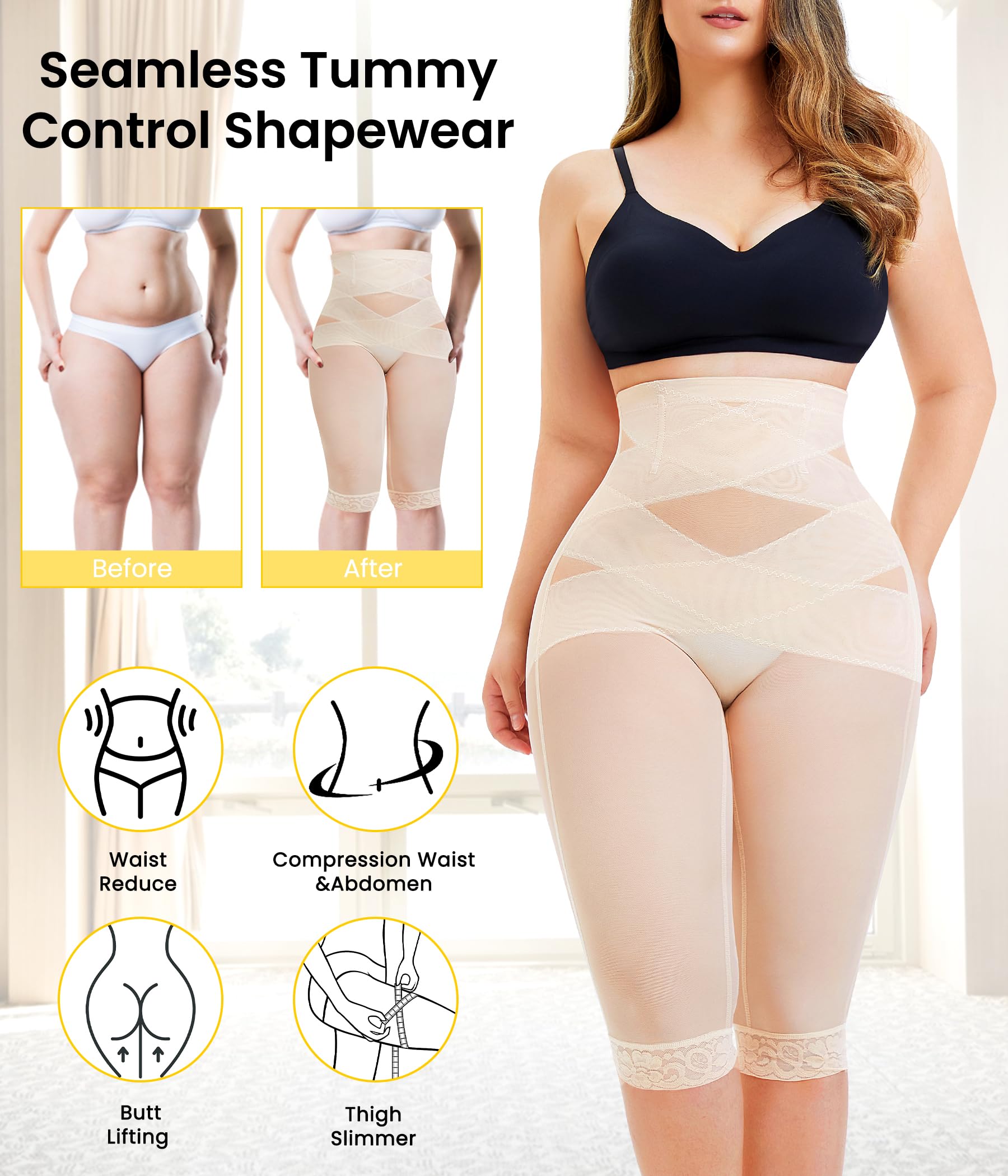 Junlan Guaina Contenitiva Donna Pancia Piatta Mutande Contenitive Intimo Modellante Pancera Vita Alta Body Shaper Invisible Post Parto Snellente Senza Cuciture