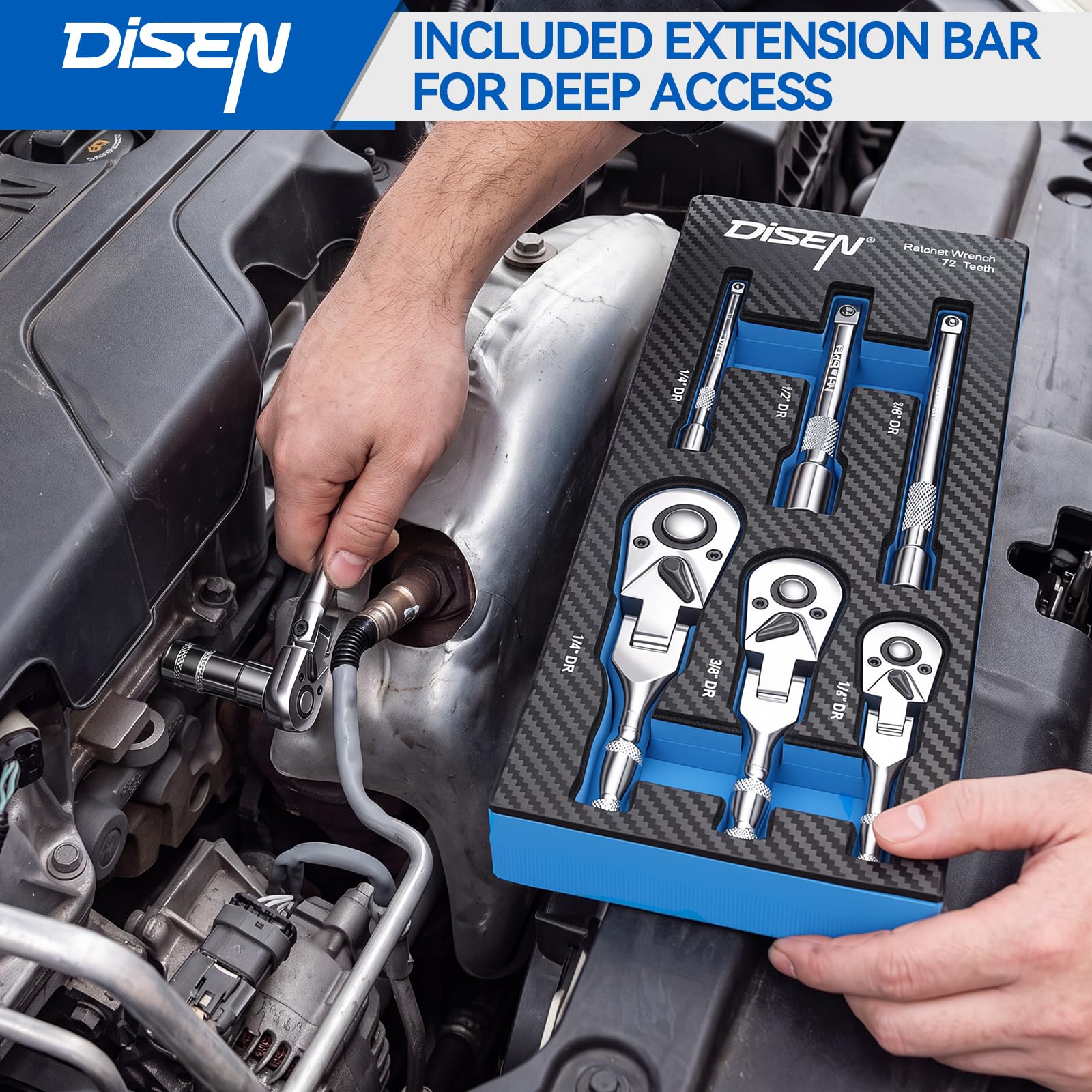 DISEN 6-Piece Stubby Ratchet Set - Compact & Powerful -6