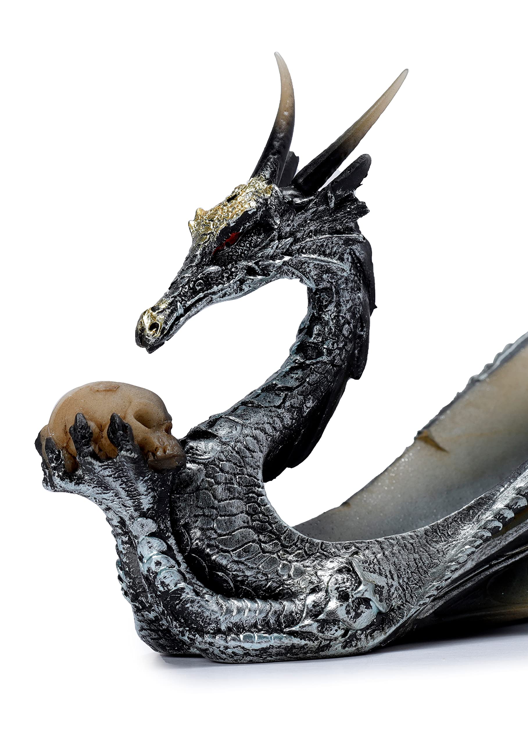 Puckator Świecący smok podstawka na kadzidełka - prezenty medytacyjne zen - uchwyty na kadzidełka na patyczki - prezenty duchowe - palnik kadzidełka - prezenty ze smokiem dla mężczyzn i kobiet - fantazyjny popielnik - żywica