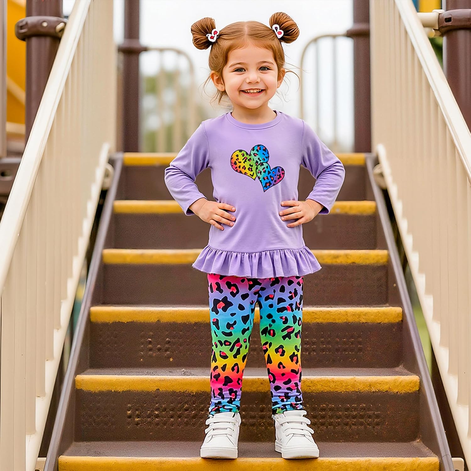 Funnycokid Girls 2 Piece Clothes Sets Long Sleeve Ruffle Top Pants Outfits