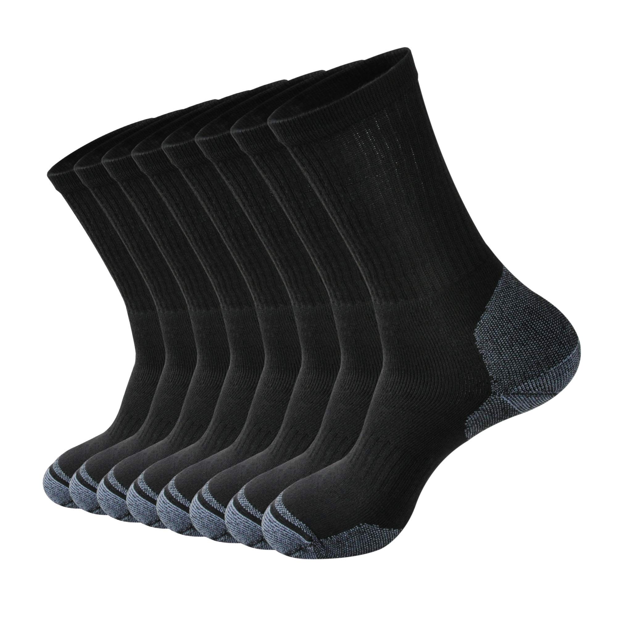 ECOEYMen's Work Boots Athletic Running Crew Socks, Dry-Tech Moisture Wicking Heavy Cushion Multi Pack