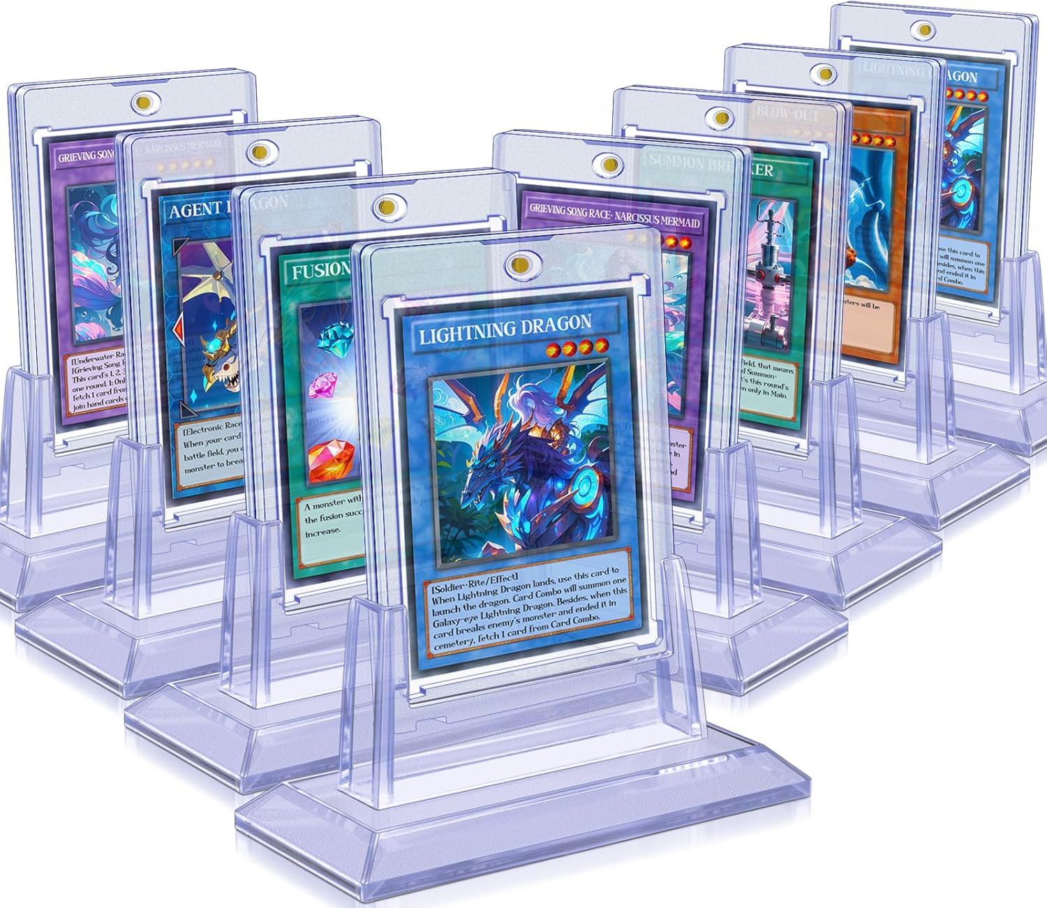 Homthy 8ct Magnetic Card Holders for Trading Cards, 35pt Acrylic Baseball Card Holders with 8 Card Stands Card Protector Hard Plastic Fit for YuGiOh, MTG and Sport Cards (8)