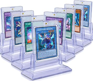 Homthy 8ct Magnetic Card Holders for Trading Cards, 35pt Acrylic Baseball Card Holders with 8 Card Stands Card Protector Hard Plastic Fit for YuGiOh, MTG and Sport Cards 8
