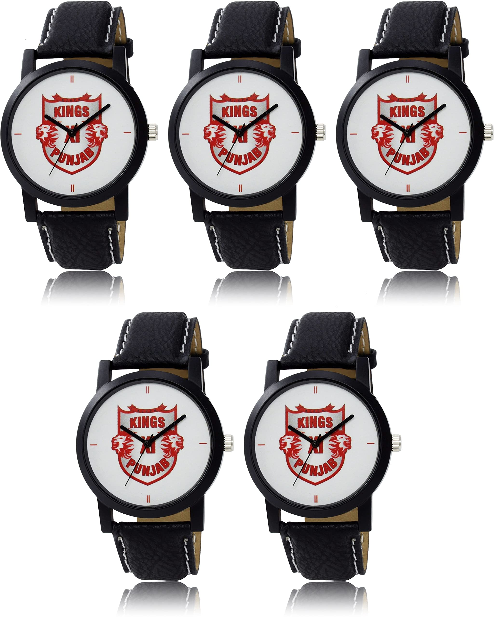 FEMEO IPL Cricket Fans Belt Kings XI Pnjab (KXIP) Leather Belt Watches for Men & Boys (Pack of 5) (B0BBR31JH3) Amazon Price History, Amazon Price Tracker