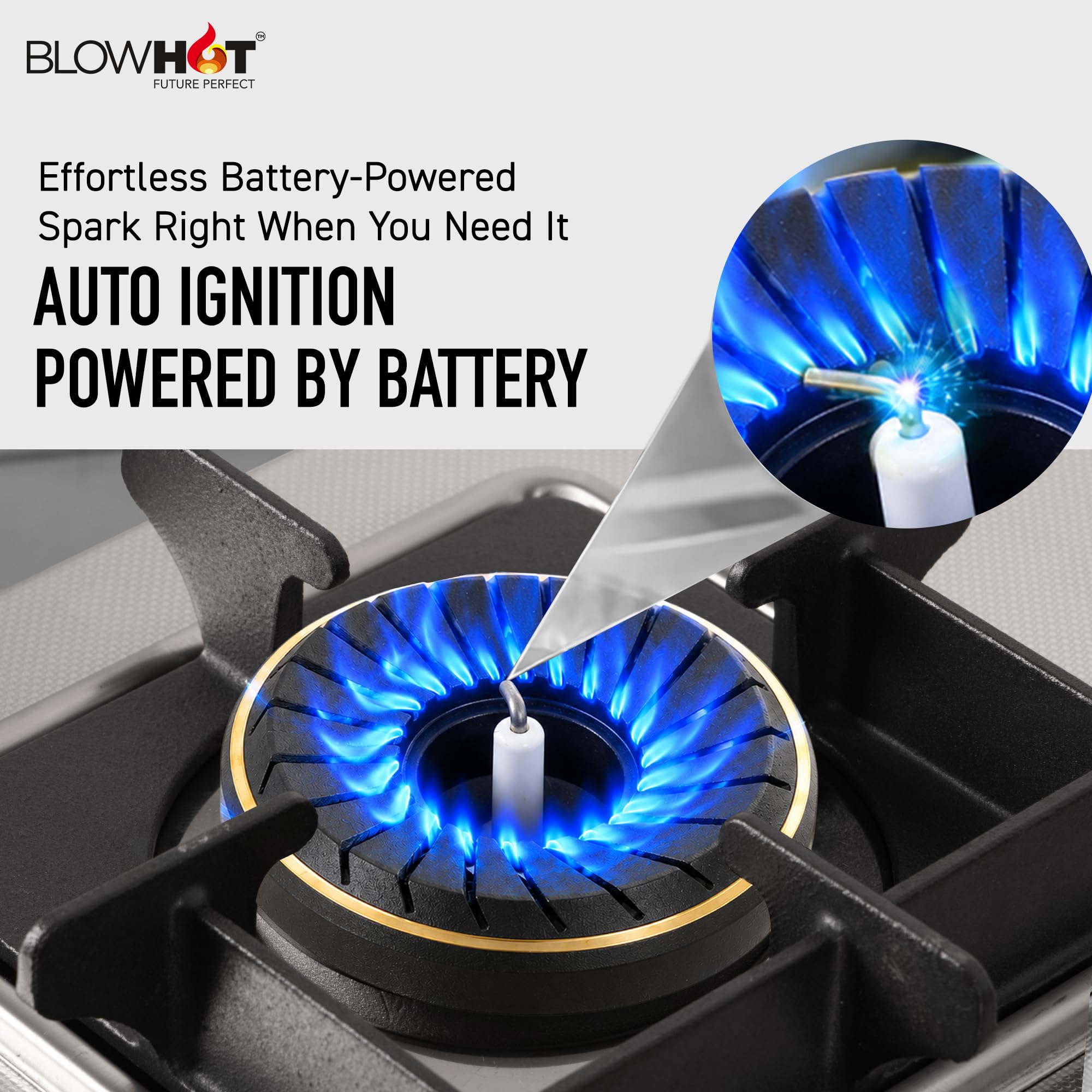 BLOWHOT Garnet Gas Stove - Auto Ignition & Durable Surface -7