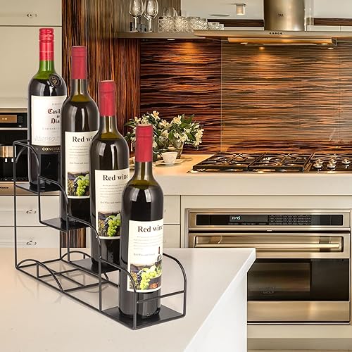 Miniatura 7 de Estante para jarabe para accesorios de barra de café, organizador de botellas de hierro con 4 compartimentos, estante de almacenamiento de encimera,