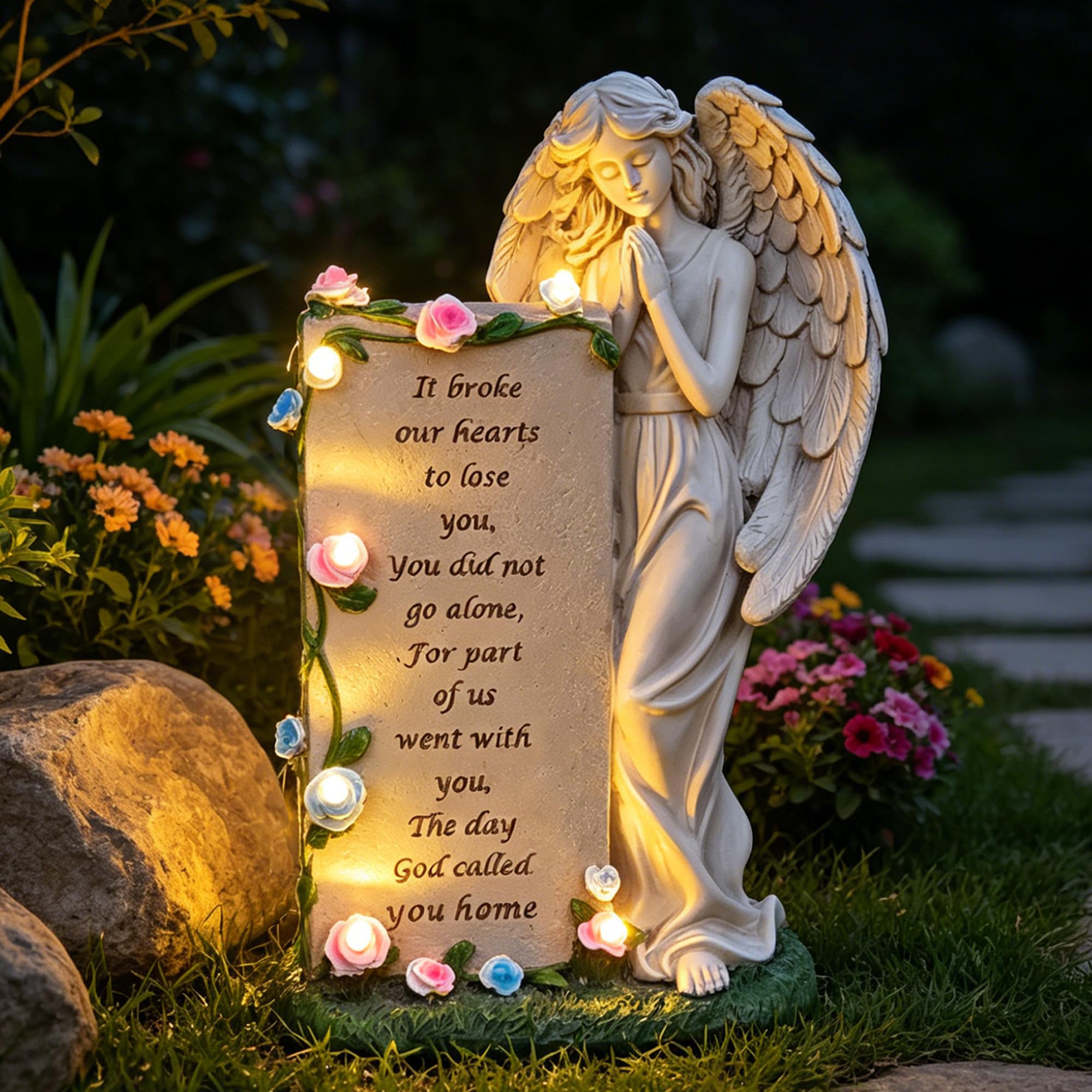 lifemet Solar Angel grave ornaments- angel garden ornaments outdoor, Angels and Cemetery Stones, Memorial Gifts