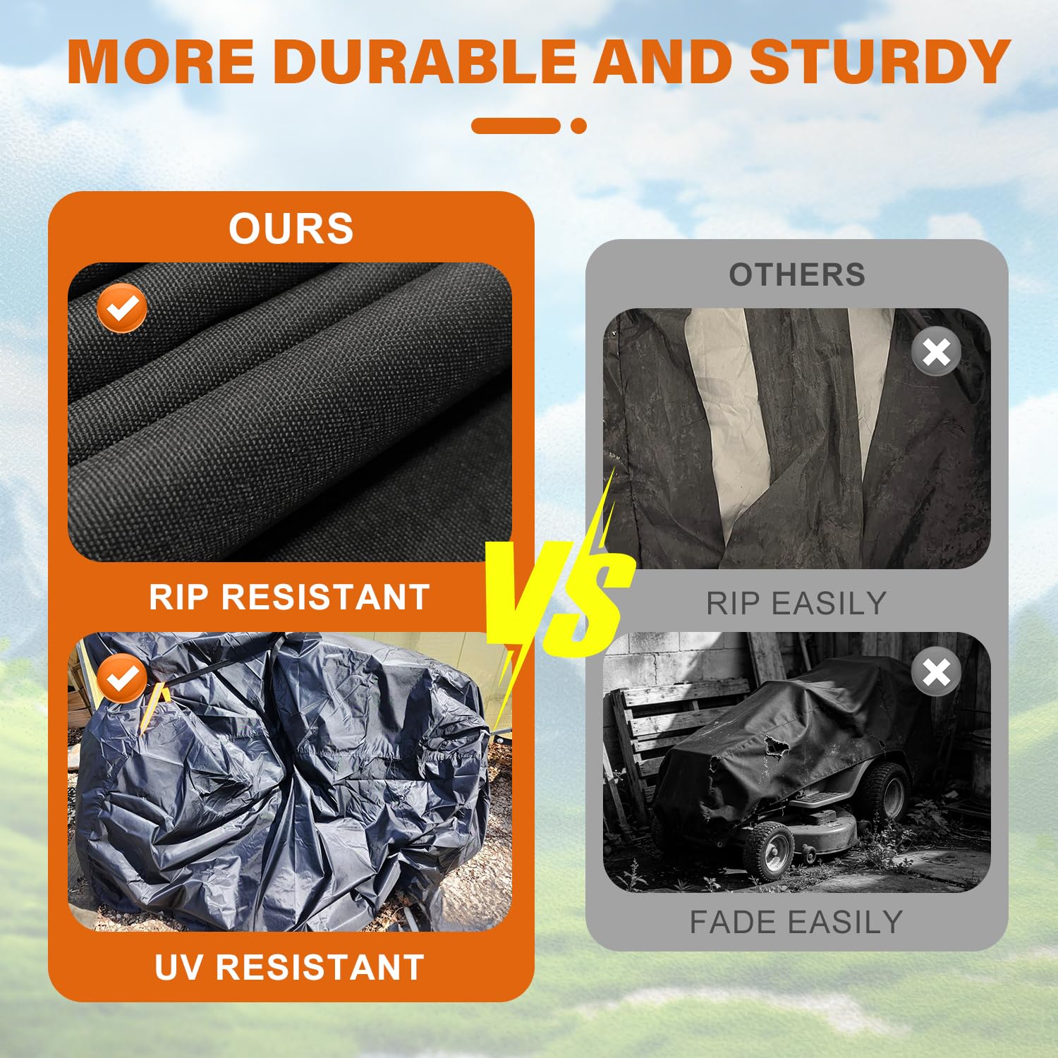 Fundas para cortacésped impermeables al aire libre, poliéster 600D resistente a los rayos UV 600D, se adapta a cubiertas de hasta 54 pulgadas, cubierta para cortacésped, accesorios de