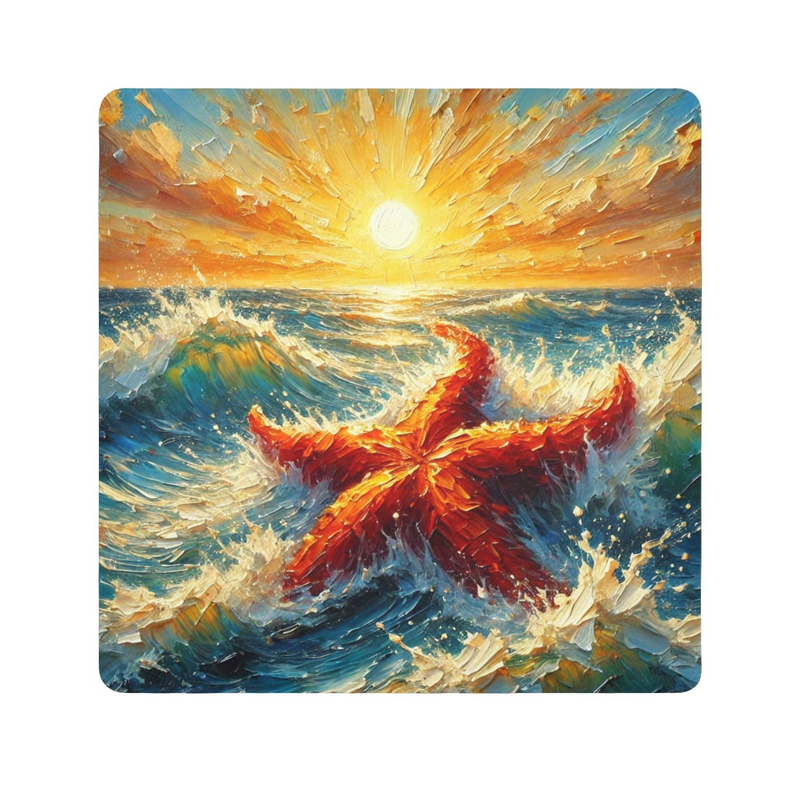 Starfish Ocean Waves Orange Self-adhesive Cloth 17.7