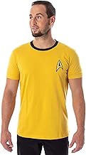 Star Trek The Original Series Men's TOS Costume Uniform Short Sleeve Tee Shirt - Captain Kirk, Spock