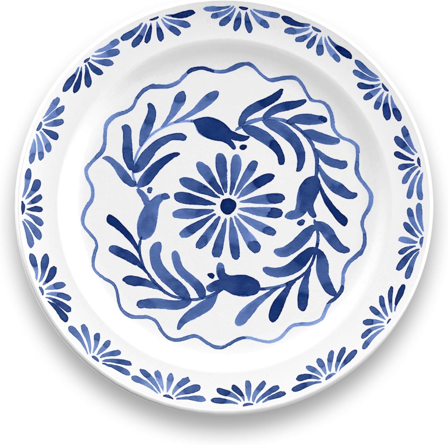 Azul 8.5'' Durable Melamine Salad Plates, Shatter-Resistant and Dishwasher-Safe Indoor/Outdoor Dinnerware for Salads, Appetizers, Desserts, or Side Dishes - Blue - Set of 6