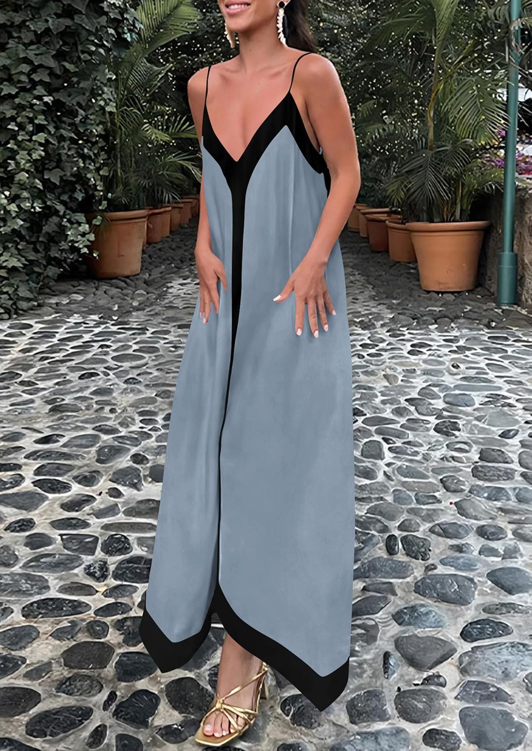 PRETTYGARDEN Womens Maxi Dress 2026 Summer Sundress V Neck Spaghetti Strap Flowy Elegant Party Dresses Beach Vacation Clothes - Image 2