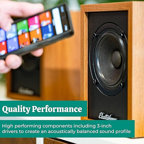 Miniatura 5 de Electrohome Montrose, reproductor de discos de vinilo actualizable con Huntley, altavoces Bluetooth alimentados, controlador de 3 pulgadas, para un