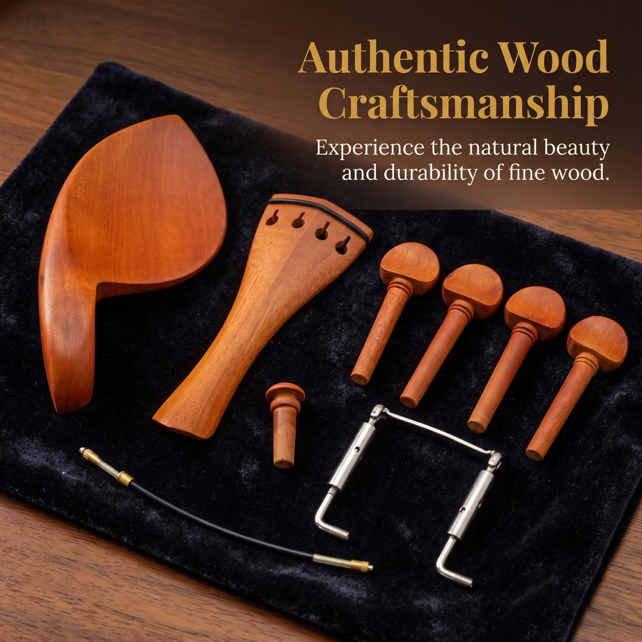 Kit Accesorios para Violín 4/4 Azufaifo o – Mentonera, y Clavijas Afinación para Violín, style to 2, 4/4