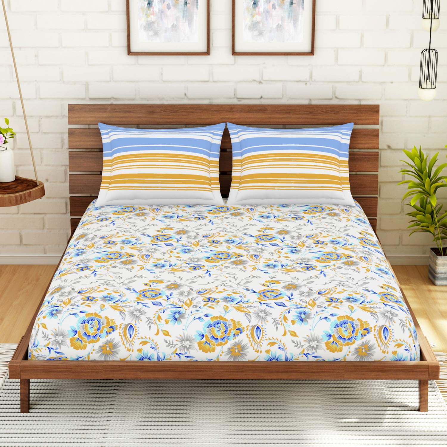 Spaces 100 Cotton Double Bedsheet Soft Feel Skin Safe Breathable 144