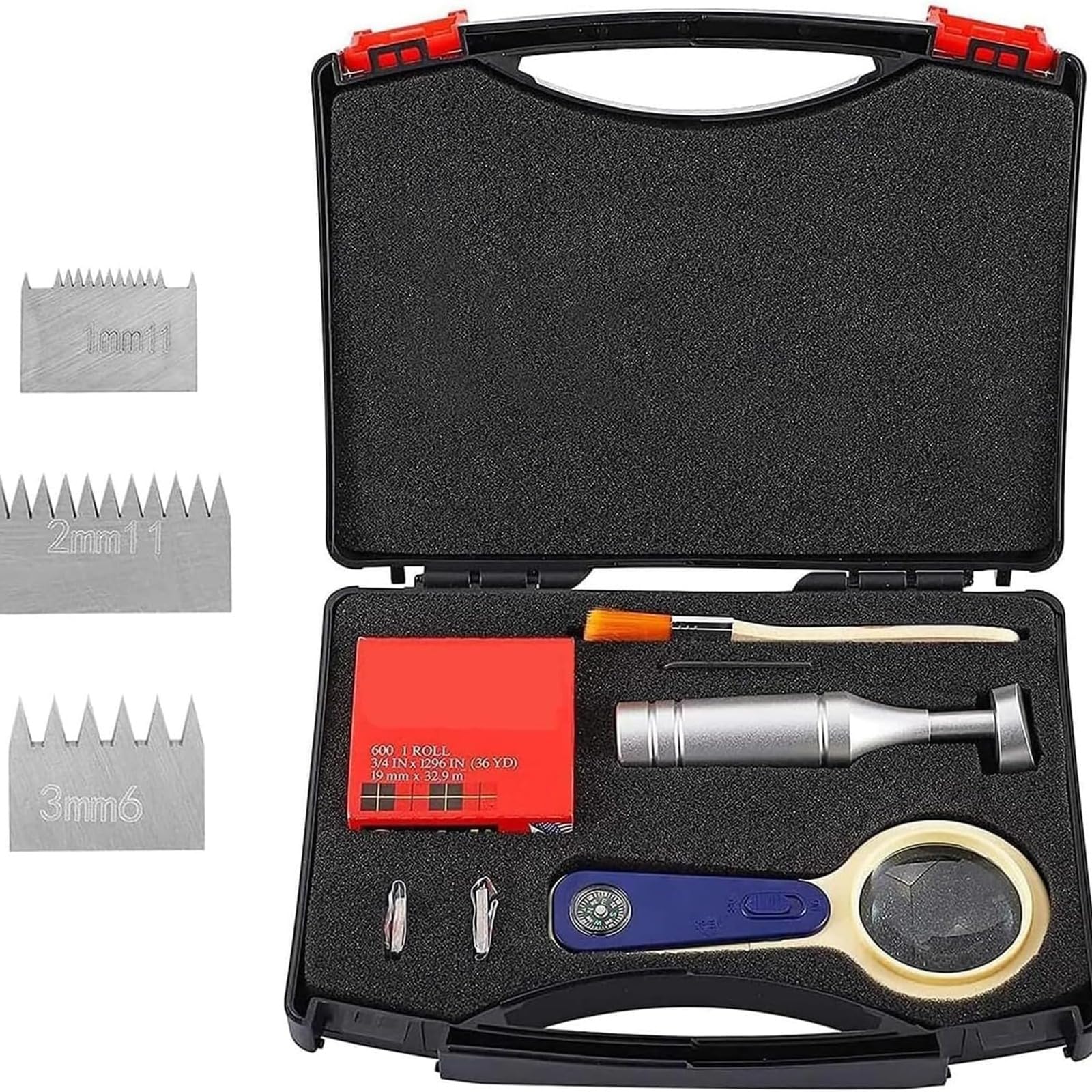 XNZJHPP Cross-Cut Adhesion Tester Kit - 1mm/2mm/3mm Blades, Precision Magnifier, Tape & Brush, ±0.05mm Tooth Tip Width for Coatings, Paints & Plastics - Accurate Testing Tool