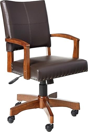 Miniatura 9 de OSP Home Furnishings Silla de escritorio de lujo con cuero sintético y clavos de bronce antiguo, color negro