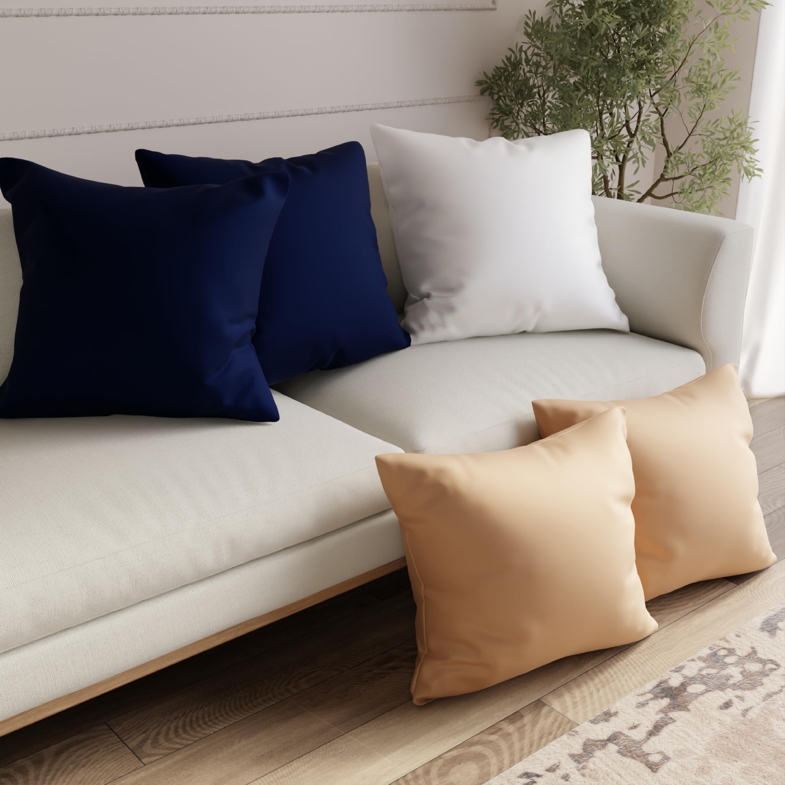 Encasa XO Samt Kissenbezüge 2er-Set 40x40cm - Weiche Velour Bezüge Für Couch & Sofa In Rot