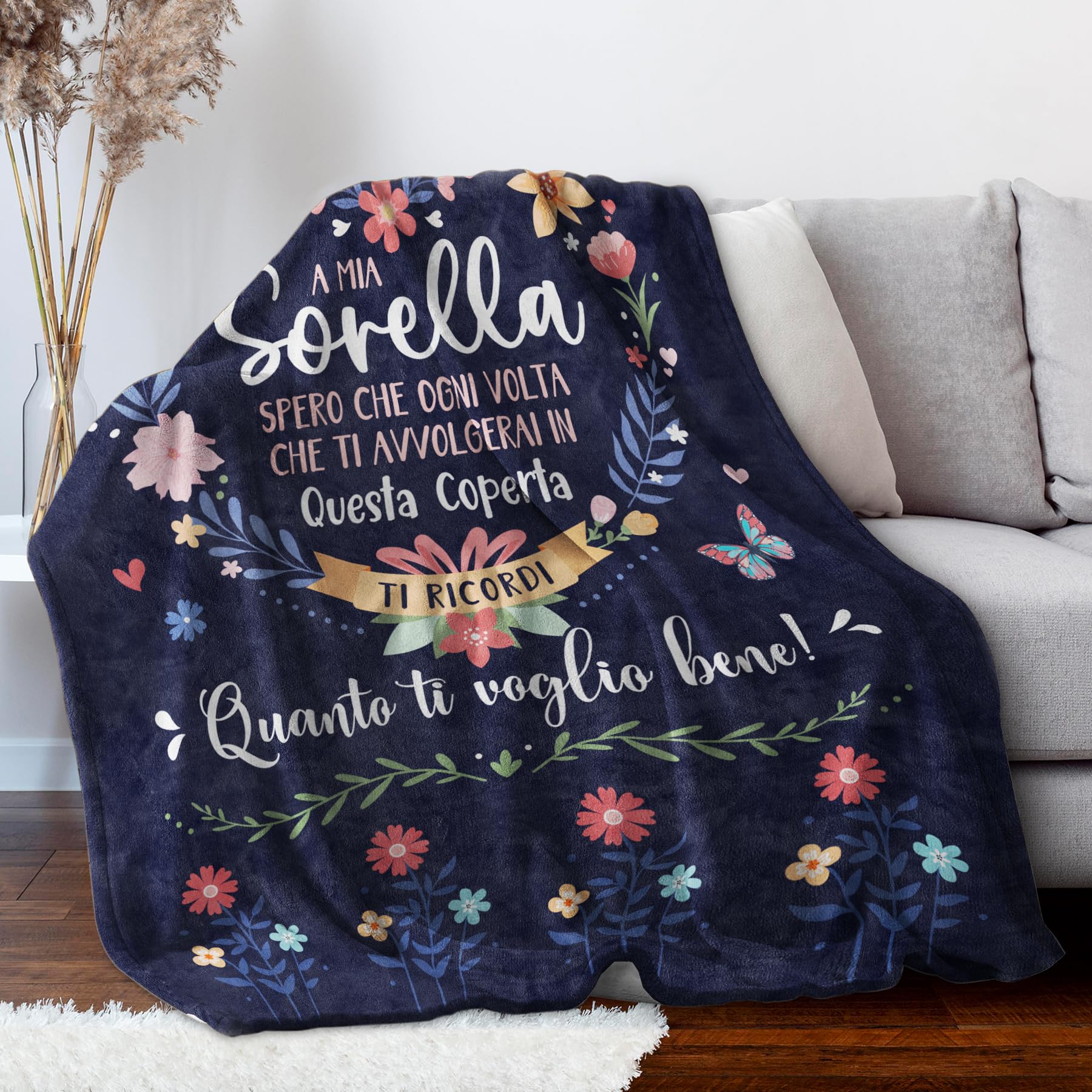 Niyewsor Regalo Sorella, Regali per Sorella Coperta, Regalo Sorella Compleanno, Regalo Migliore Sorella, Festa della Mamma Regalo per Amica Sorella, Coperta per Sorella 130 x 150cm