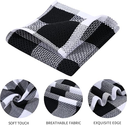 Miniatura 2 de Trapos de cocina a cuadros 100% algodón, 12 x 12 pulgadas, súper suaves y absorbentes, de secado rápido, trapos de cocina para cocina, paquete de