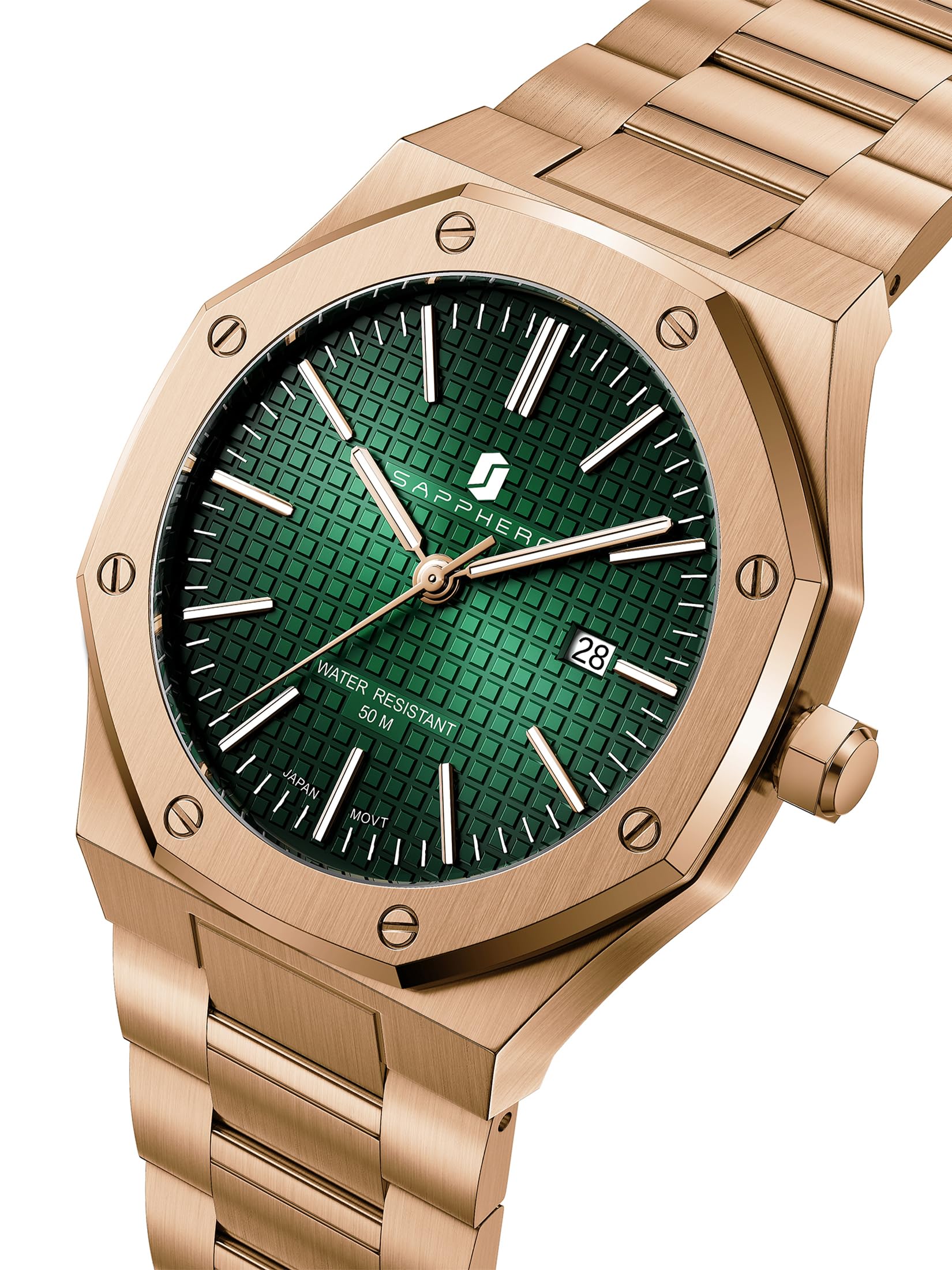 SAPPHERO Orologio da uomo impermeabile 30 m, orologio da polso da uomo, in acciaio inox, cinturino in pelle, cronografo, anti graffio, orologio da uomo, analogico, al quarzo, business, casual, con