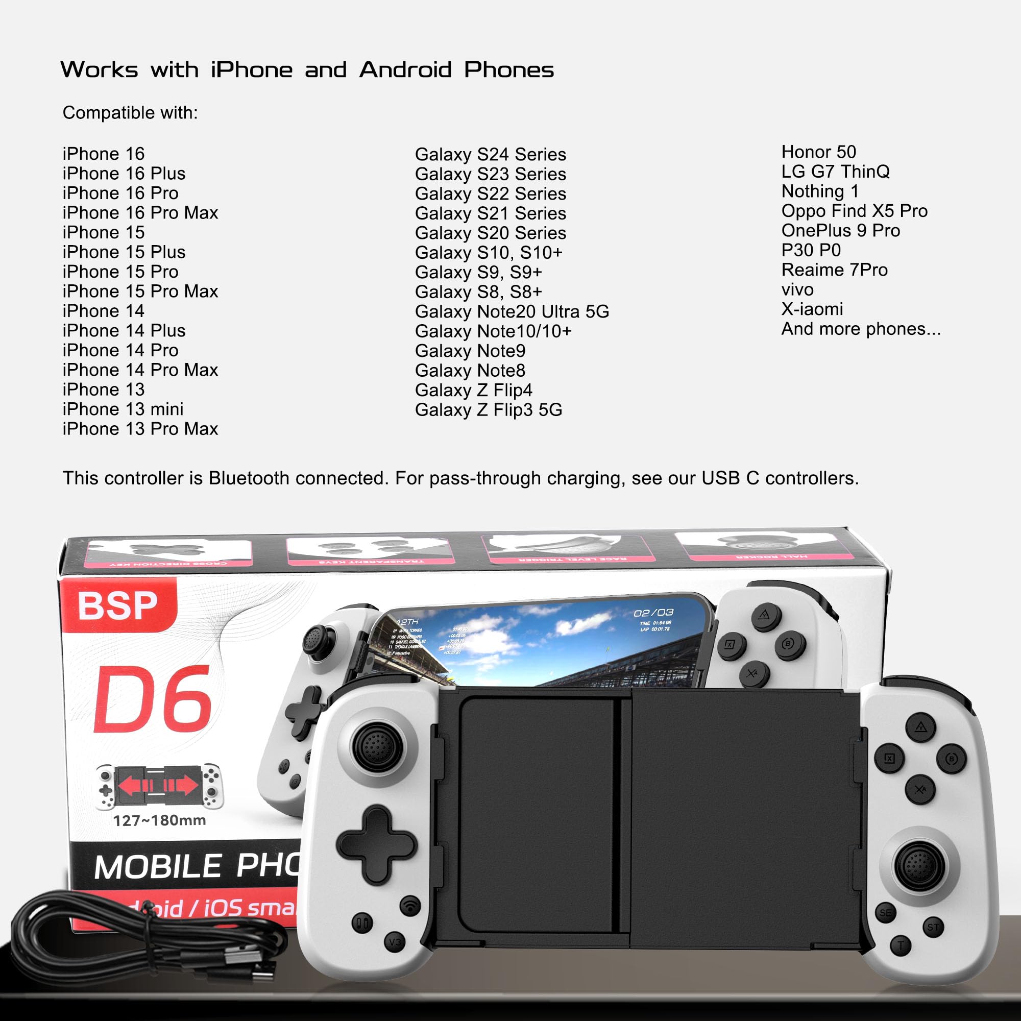 Joso Controller di gioco mobile per iPhone/Android/PC/Switch/PS4/PS3, joystick Bluetooth Gamepad con Turbo/giroscopio/vibrazione a 6 assi, Play Call of Duty, Roblox, Genshin Impact, Cloud Gaming,