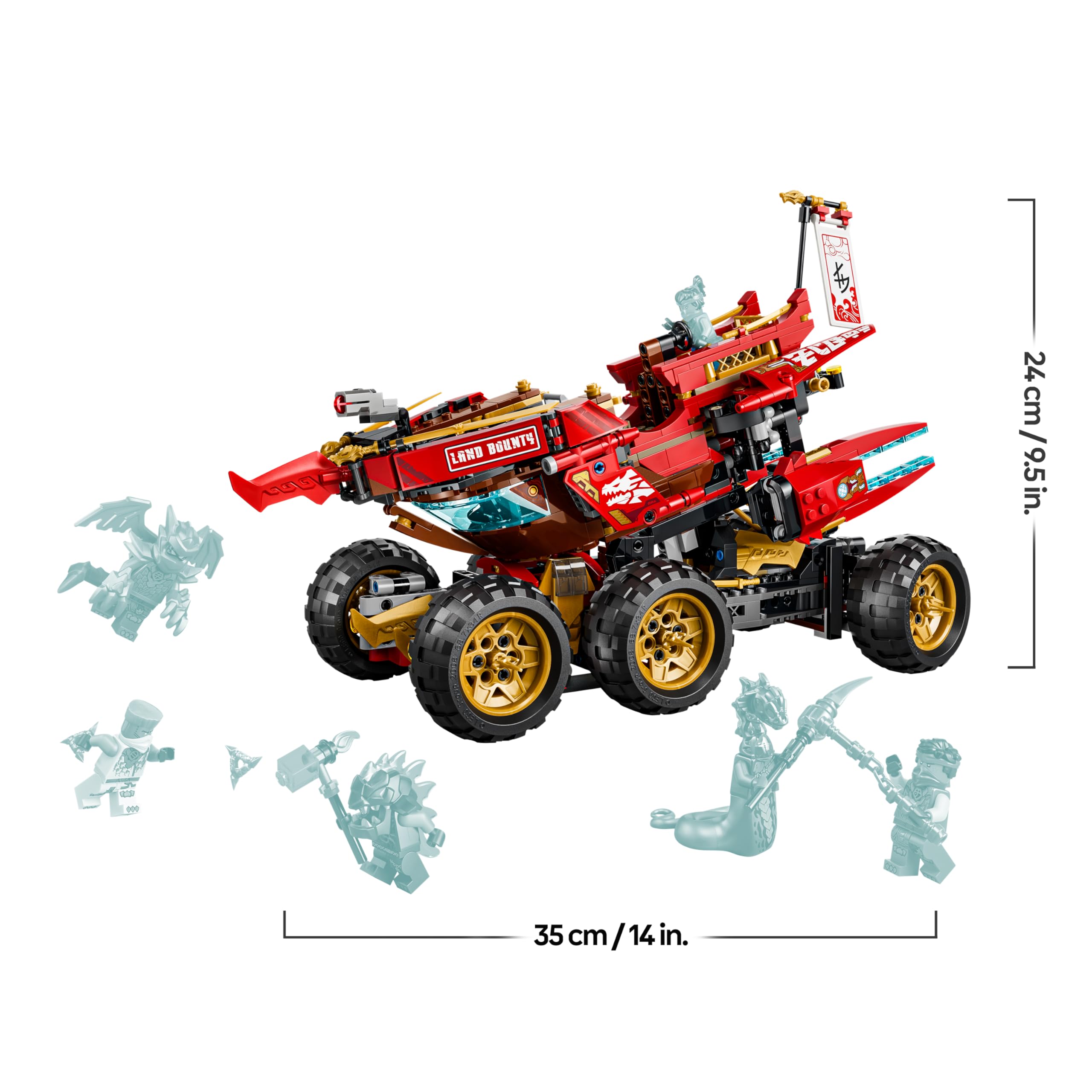 LEGO NINJAGO Wüstensegler - 3-in-1 Ninja-Spielset, umwandelbar in fliegendes Boot, Auto & Motorrad - inkl. 6 Minifiguren - Geschenkidee für Jungen ab 9 Jahren und Dragons Rising Fans - 71869