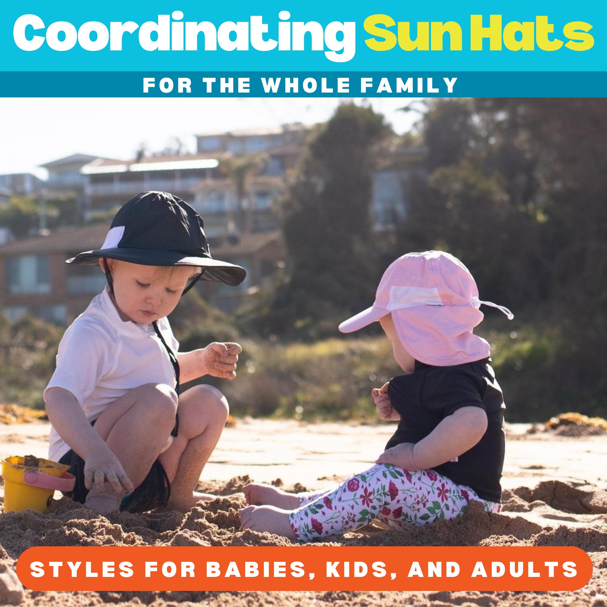 SwimZip Sombrero de sol con solapa para el cuello, protección UPF 50+ para bebés, niños pequeños y niños