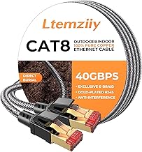 Cat 8 Ethernet Cable 30M, Cat8 Braided Round High Speed (40Gbps 2000Mhz/s) Gigabit Rj45 STP Shielded Internet Lan Cable for Modem Router Computer TV PC