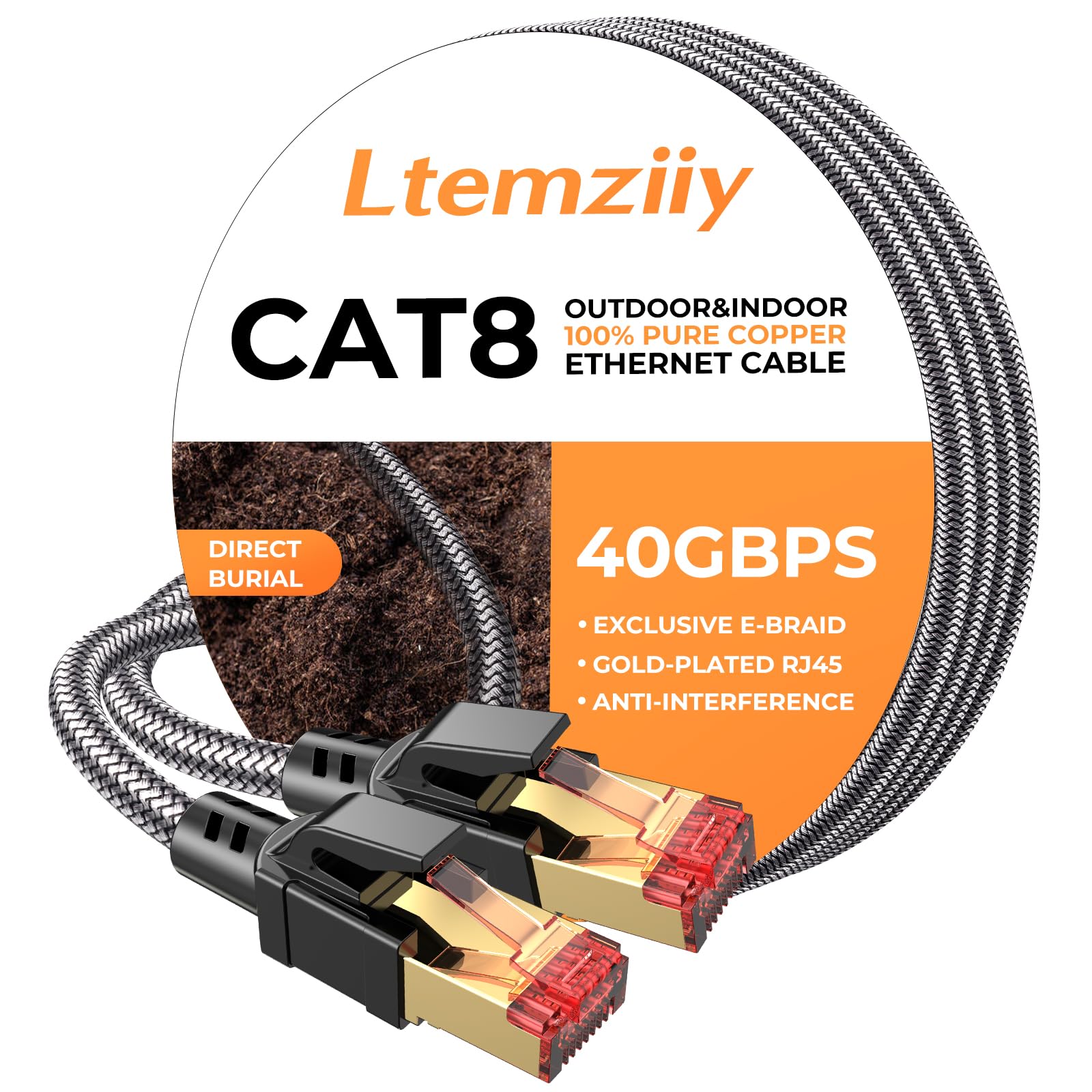 Ltemziiy Cat 8 Lan Kabel 30meter,Hochgeschwindigkeits Gigabit Lan Kabel,Rj45 S/FTP Geschirmtes Internet Patch Kabel für PS5/4 Router Modem Laptop