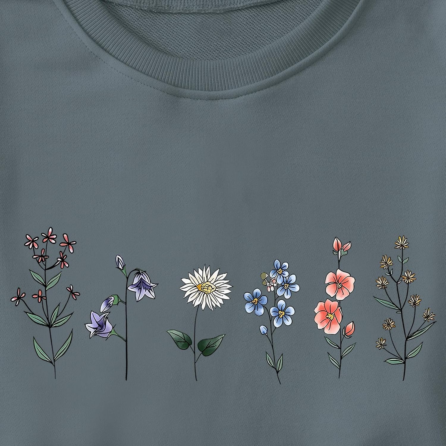Flower Graphic Sweatshirt for Women Floral Printed Vintage Long Sleeves Shirt Crewneck Hoodie Loose Pullovers Tops - Image 6