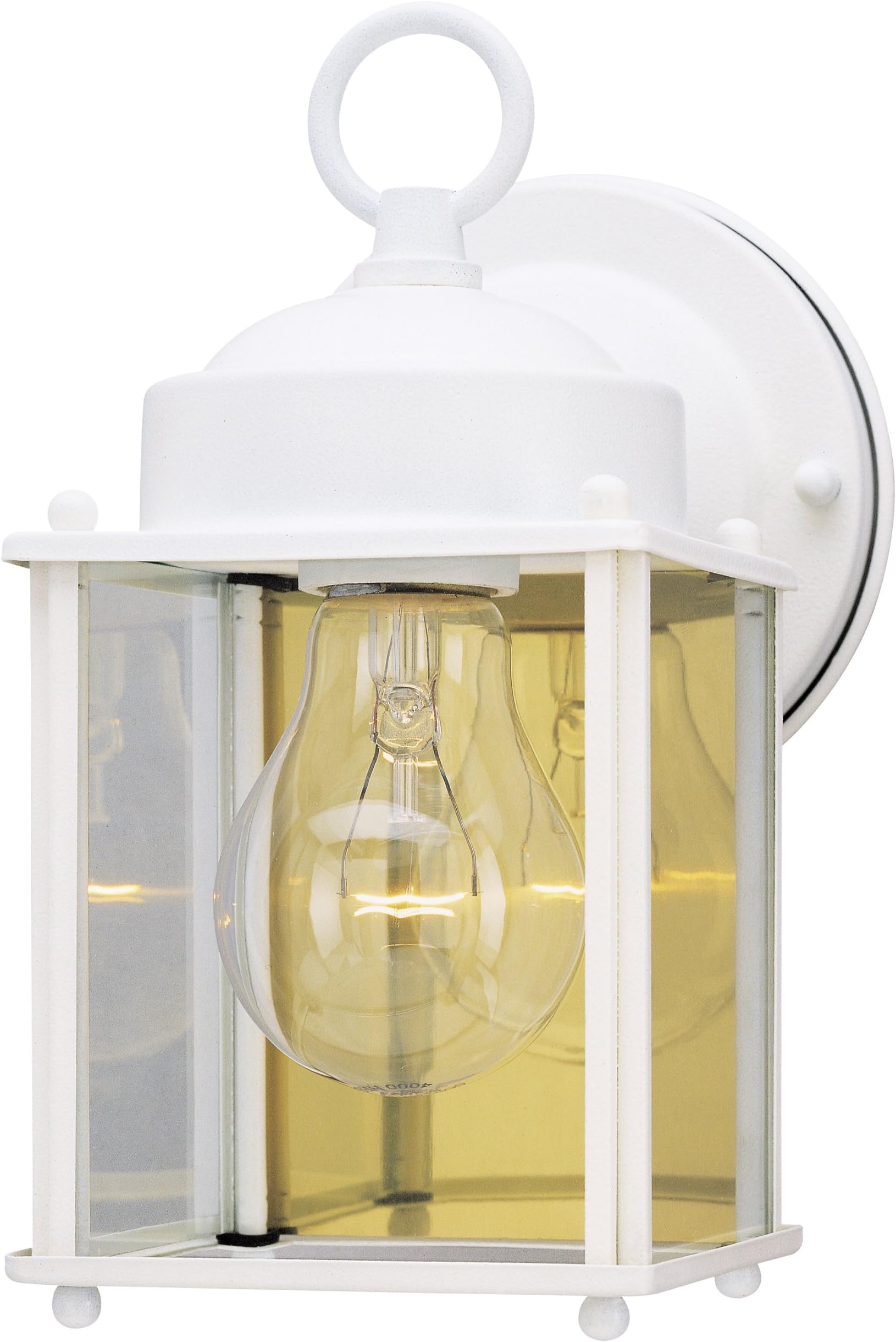 Westinghouse Lighting 6697100 One-Light Exterior Wall Lantern, White Finish on Steel with Clear Glass Panels