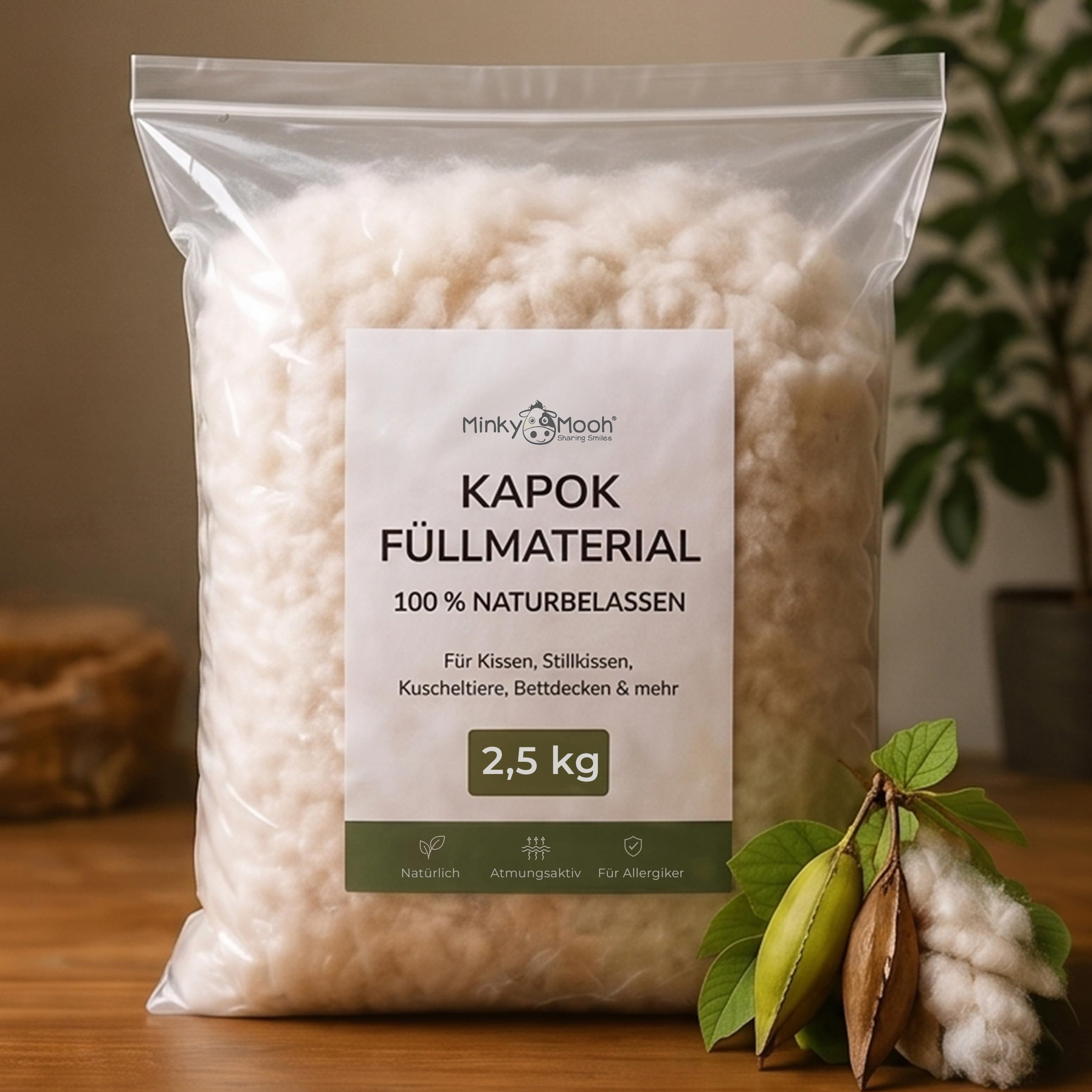 2,5 kg di materiale di riempimento Kapok (Öko-Tex 100) vegano e 100% naturale – lana di kapok e imbottitura per persone allergiche – lana di kapok traspirante per imbottitura di cuscini da