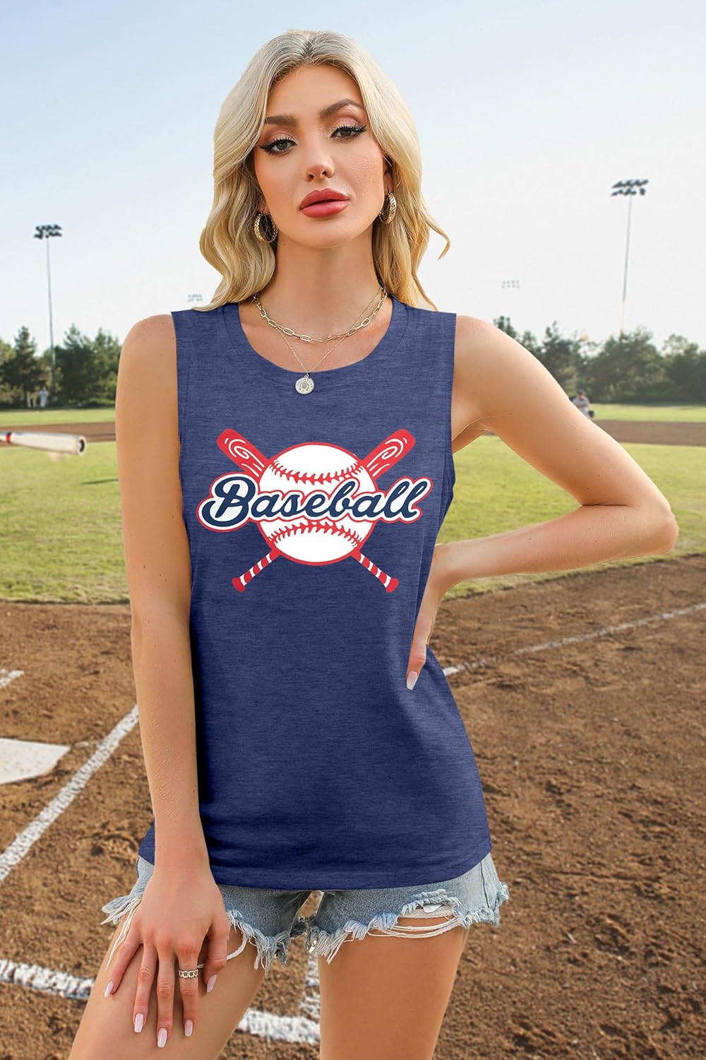 Baseball Tank Top for Women: Baseball Mom Shirt Baseball Fan Game Day Sleeveless Tops - Image 2